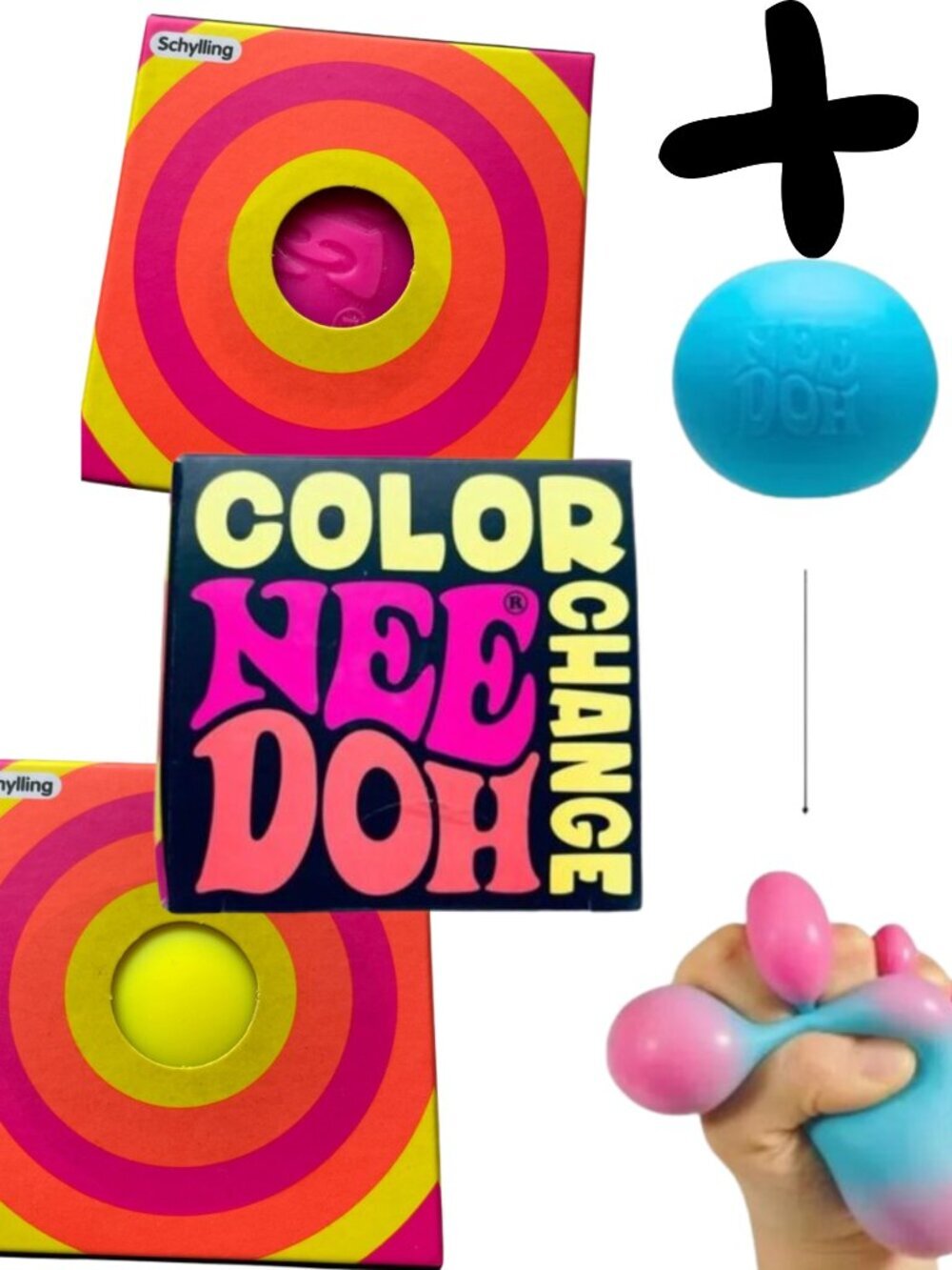 🆕 NEW LOT OF 3 🌈✨ NeeDoh Color-Changing 💛 Yellow 💗 Pink 💙 Blue 🔥RARE